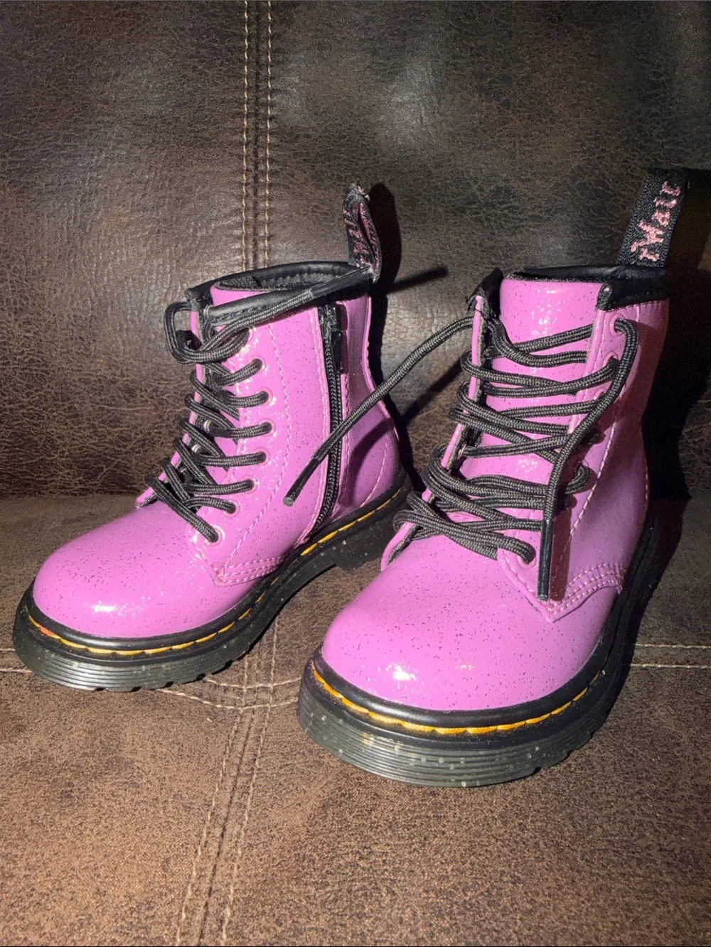 NWOT Purple Glitter Zip & Lace Up Dr Martins Boots